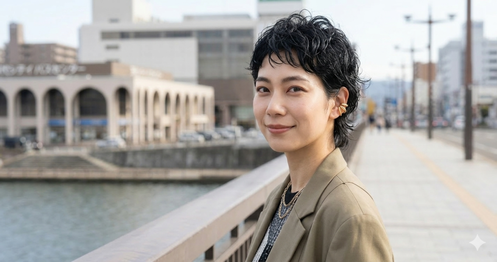 くせ毛活かしのショートヘアの写真