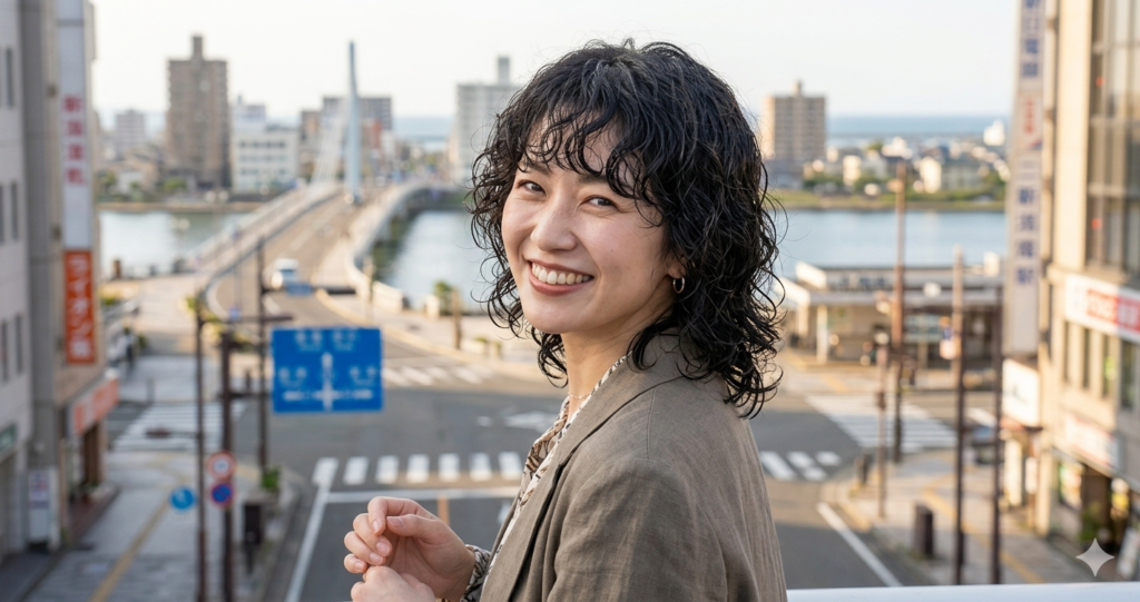 くせ毛活かしのウルフスタイルの女性画像