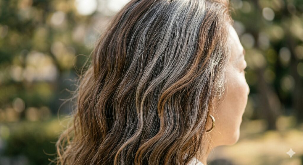 くせ毛活かしと白髪ぼかしが完成した５０代女性画像