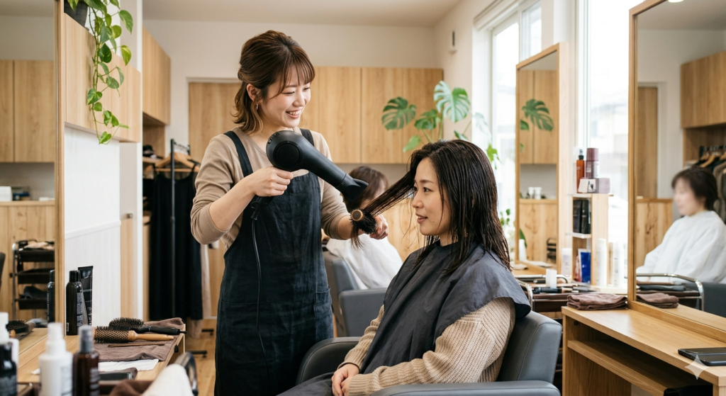 ホームケアを指導している美容師の画像